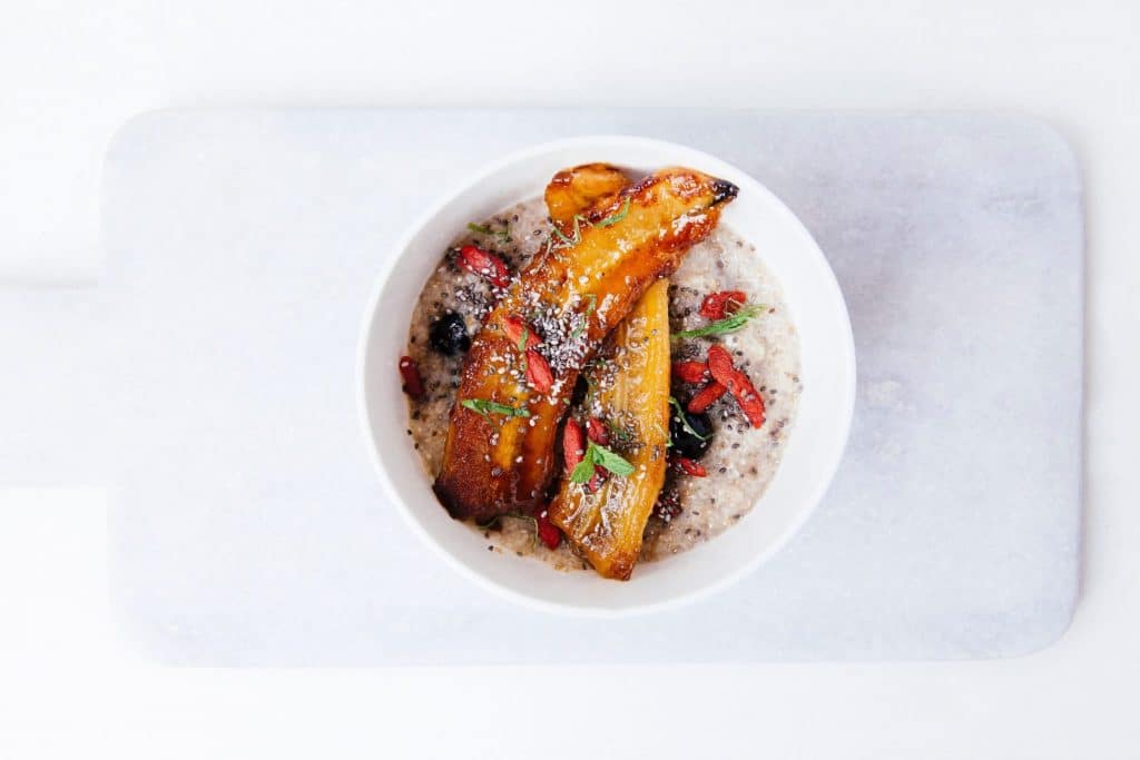 plantains, chia seeds, quinoa bowl for meal prep