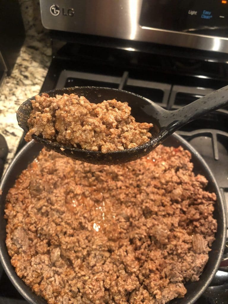 taco meat in a skillet
