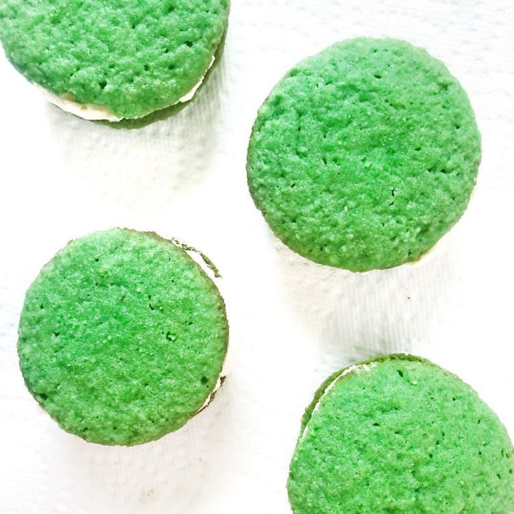 green whoopie pies overhead close-up