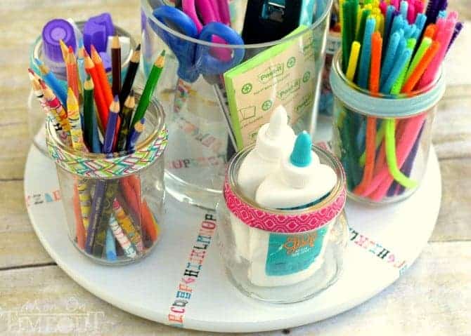 homework turntable supplies back to school organization