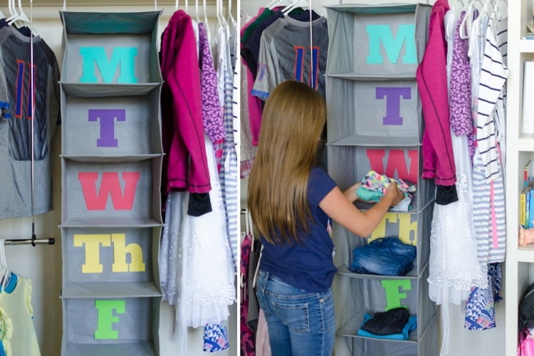 hanging closet organizer days of the week for back to school organization