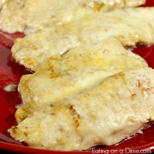 enchilada chicken on red plate