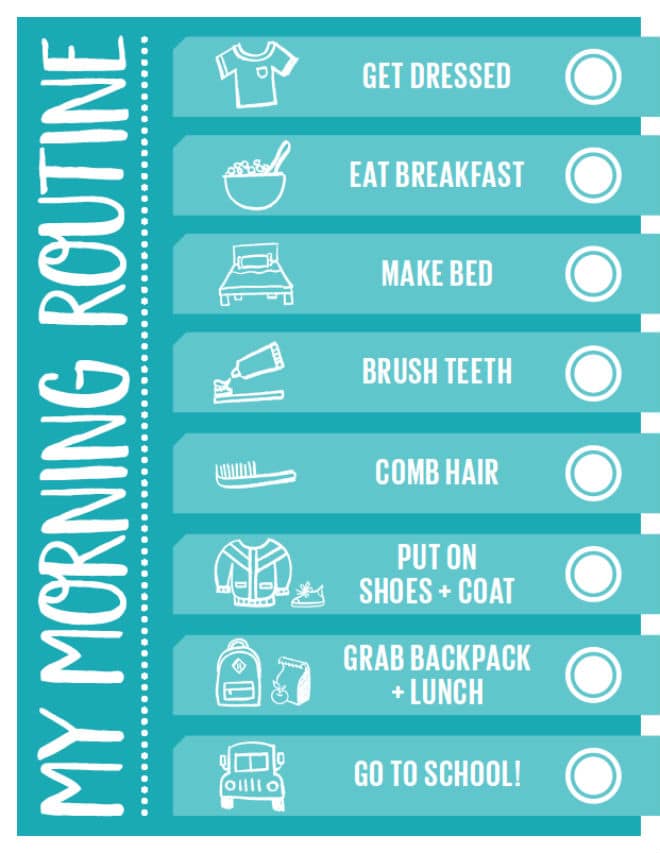 morning routine checklist for back to school organization