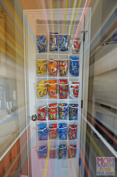 snack organizer back of the door for back to school organization