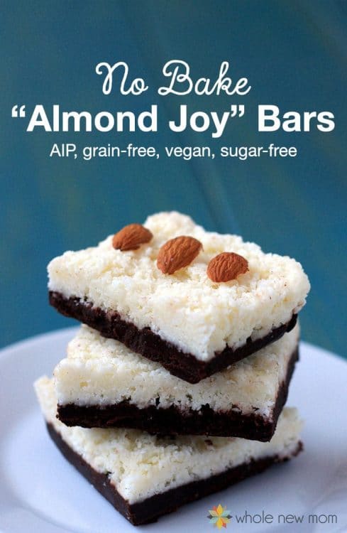 homemade almond joy stacked with almonds on top