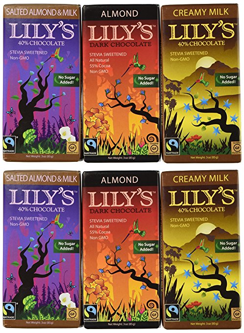 six variety Lily's chocolate bars