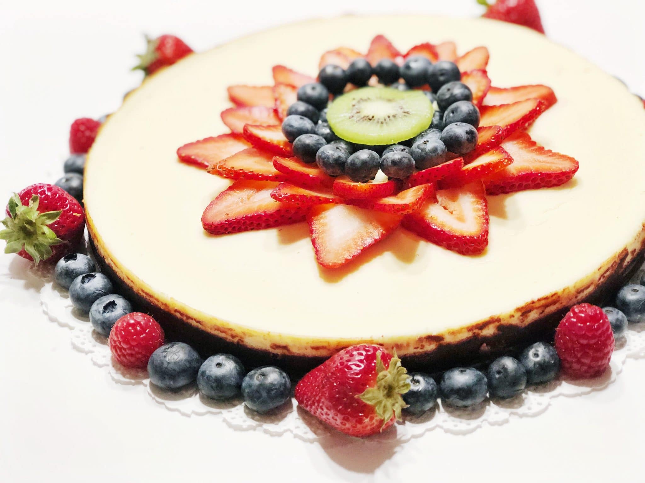 Keto Fourth of July Red Velvet Brownie Cheesecake side view 2