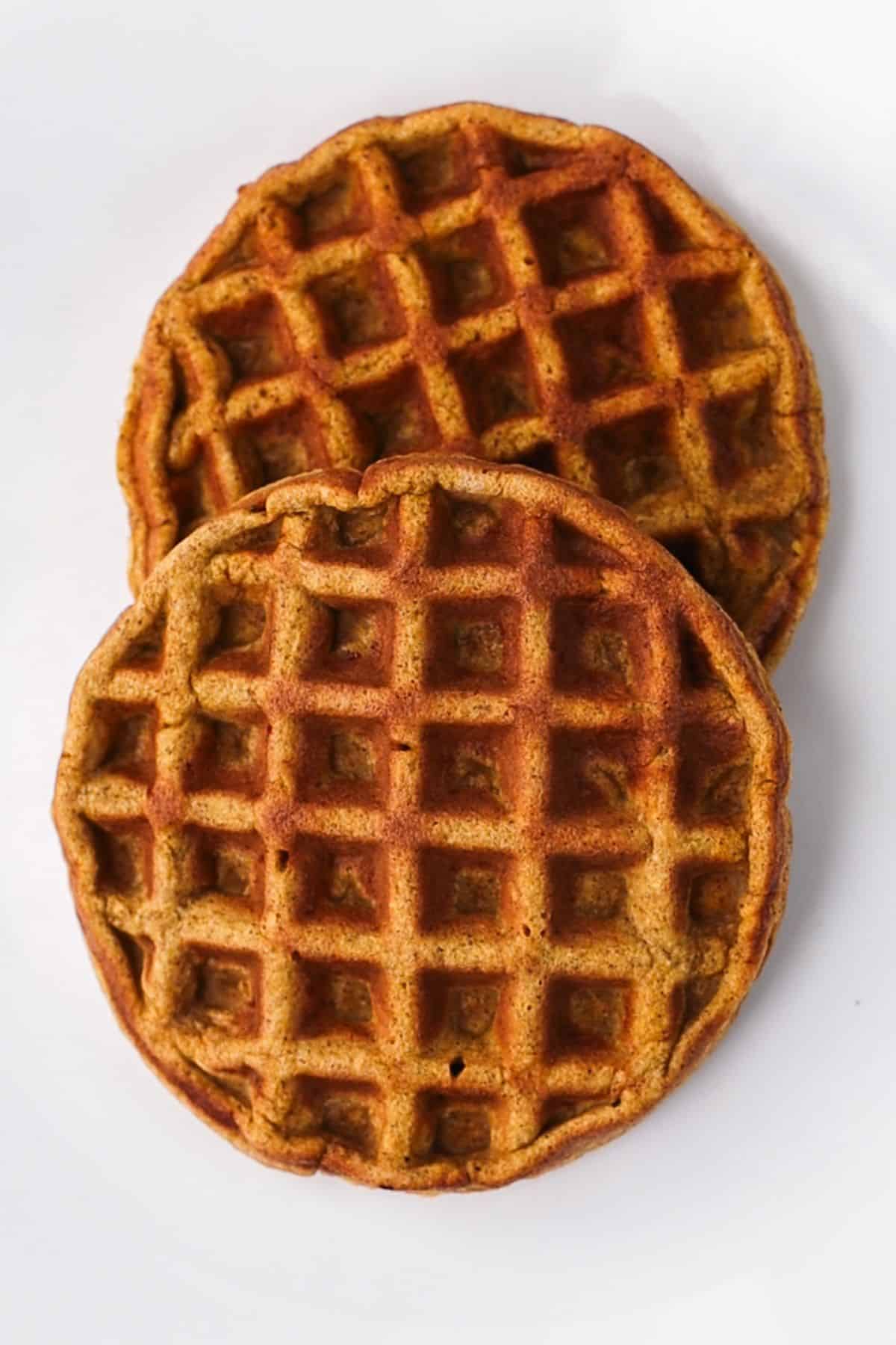 keto chaffles featured on a white plate