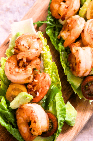 Keto Lunch Ideas like lettuce wraps with shrimp