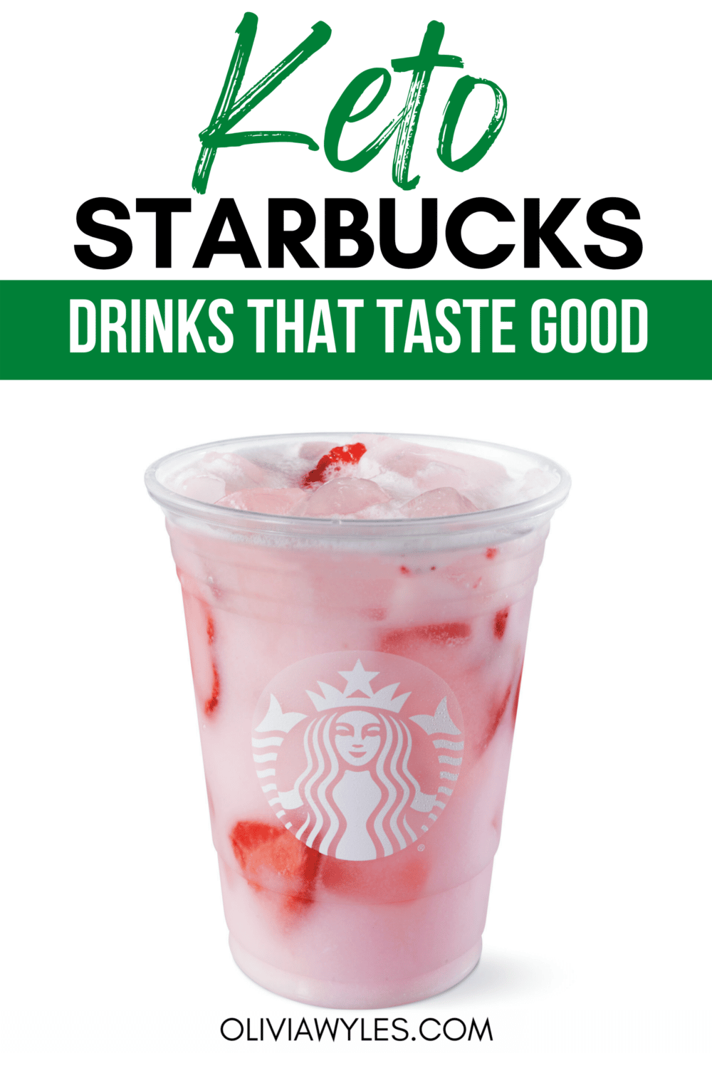 starbucks pink drink in a plastic cup Pinterest pin image