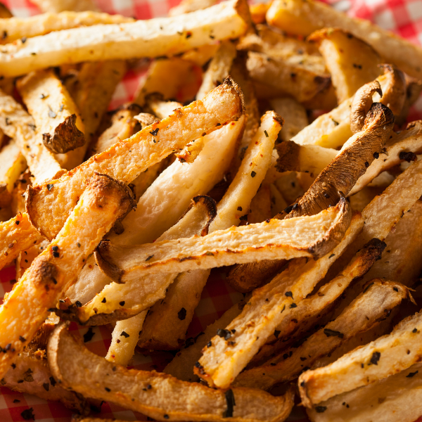 closeup crispy jicama fries