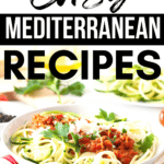 zoodles and meat sauce Mediterranean diet food Pinterest pin image
