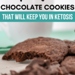 keto chocolate cookies broken in half Pinterest pin image