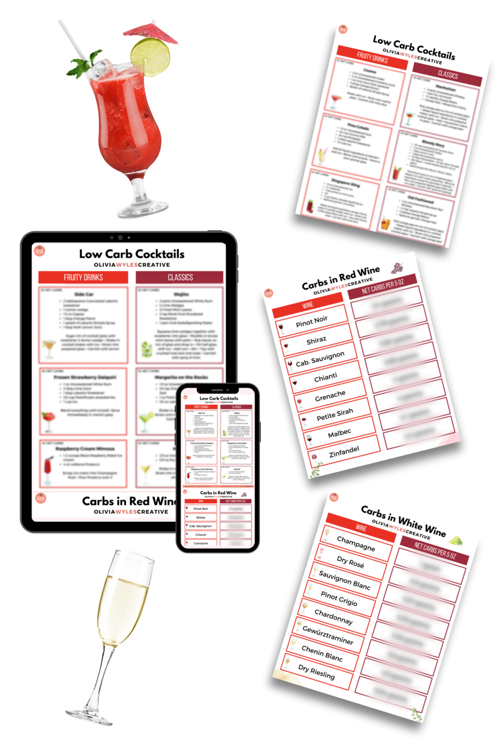 low carb cocktails printable for sale