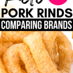 pork rinds on a white background Pinterest pin image