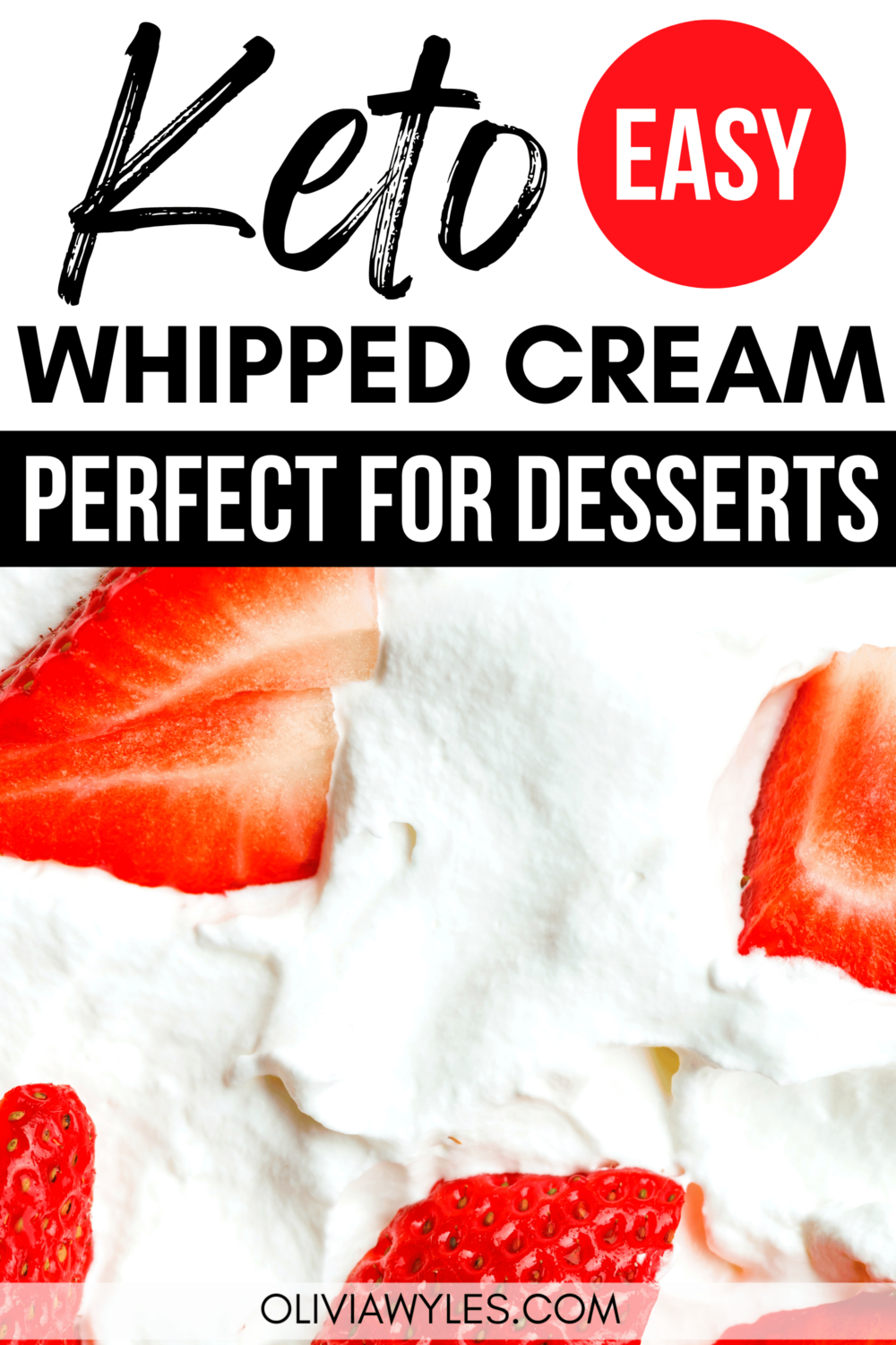 whipped cream and strawberries Pinterest pin image