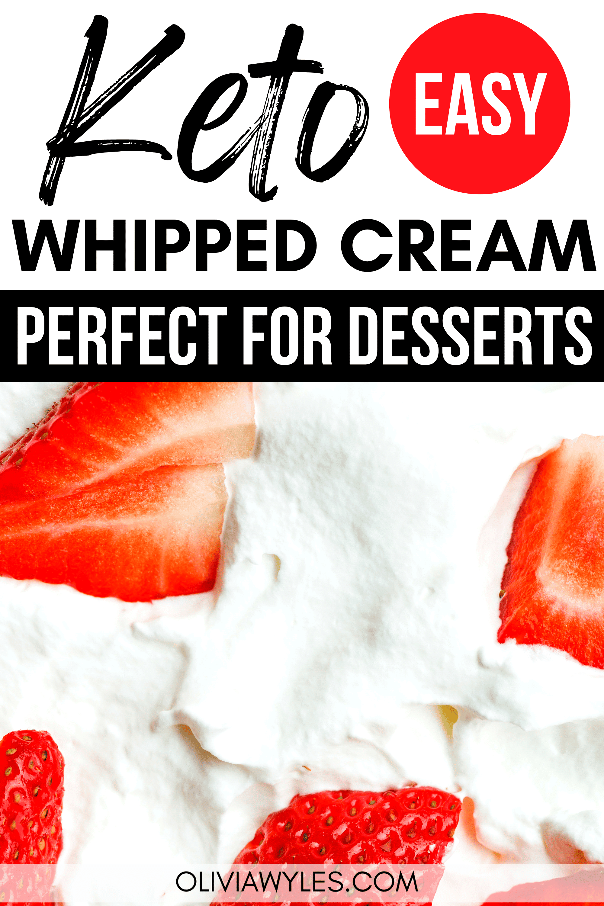 whipped cream and strawberries Pinterest pin image
