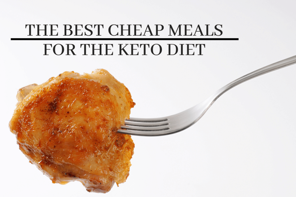 cheap keto meals including chicken thighs on a fork