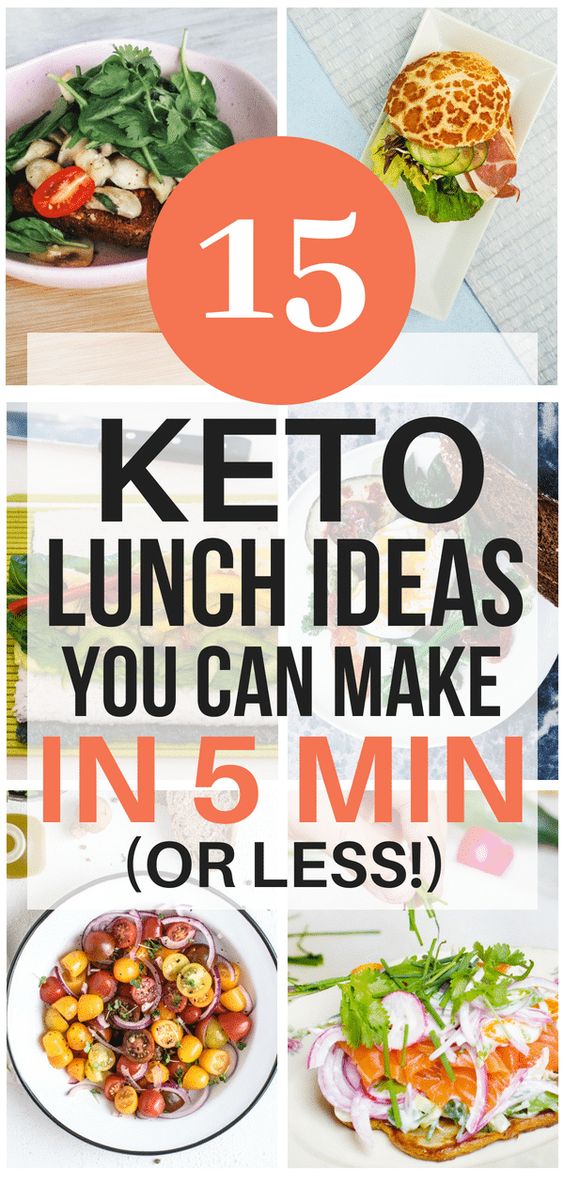 Collage of Keto Lunch Ideas for Pinterest Pin