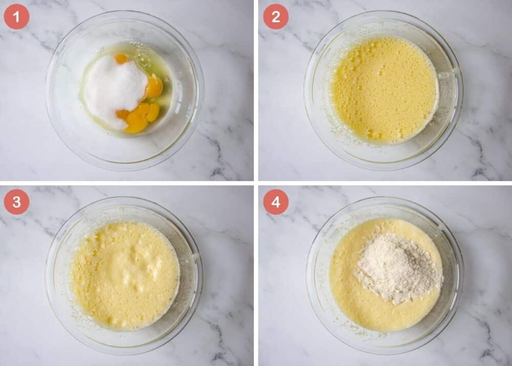 in process shot of keto pizzelle recipe with 4 steps