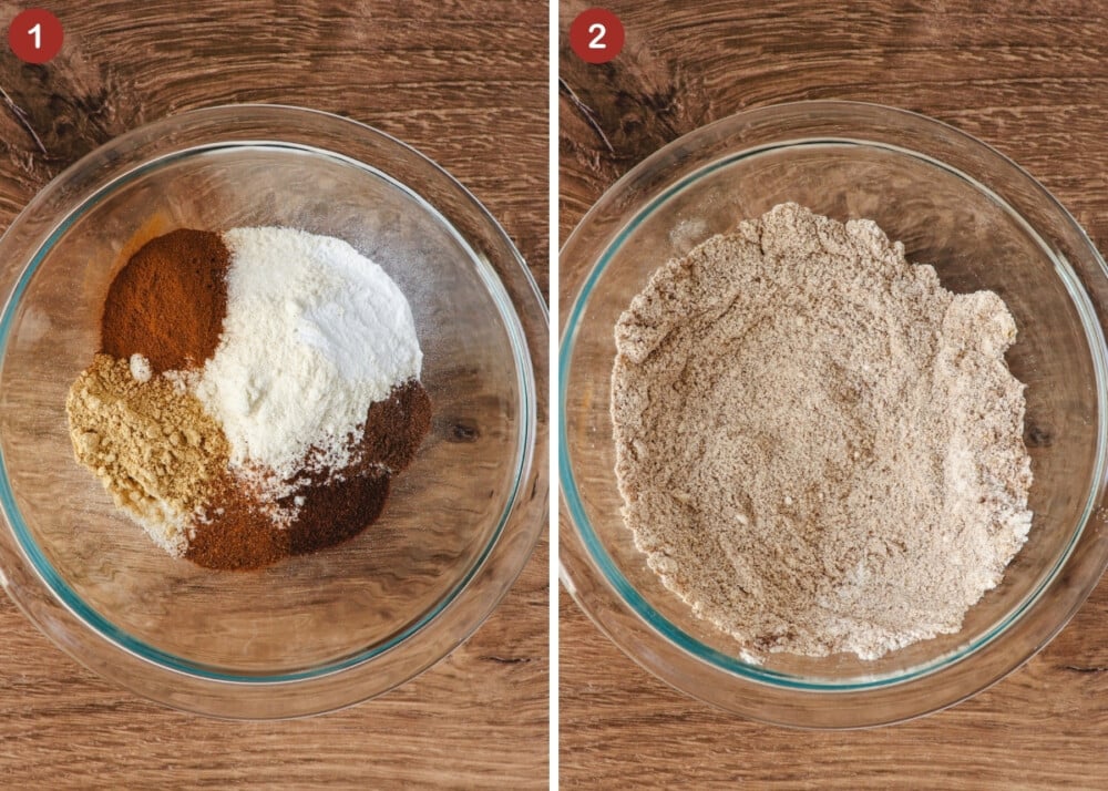 how to mix the dry ingredients for the keto gingerbread cheesecake cookies