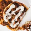 Keto Coffee Cake Chaffle eating with fork