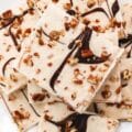 Frozen Cottage Cheese Bark squares on a plate