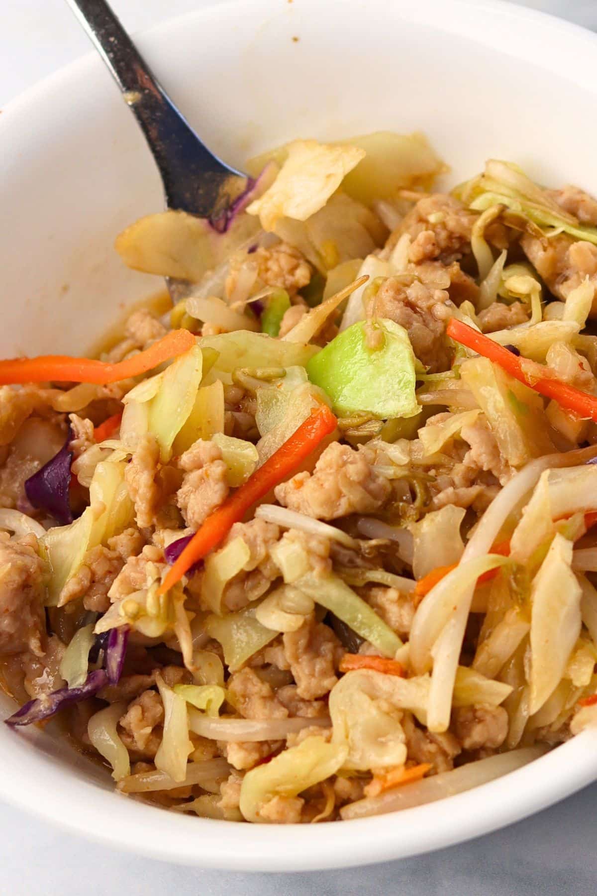 egg roll in a bowl for a high protein lunch idea