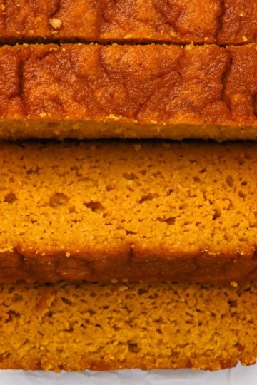 Keto Pumpkin Bread sliced overhead shot
