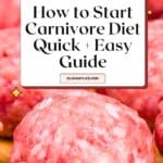 Carnivore Diet For Beginners Pinterest Image with meatballs