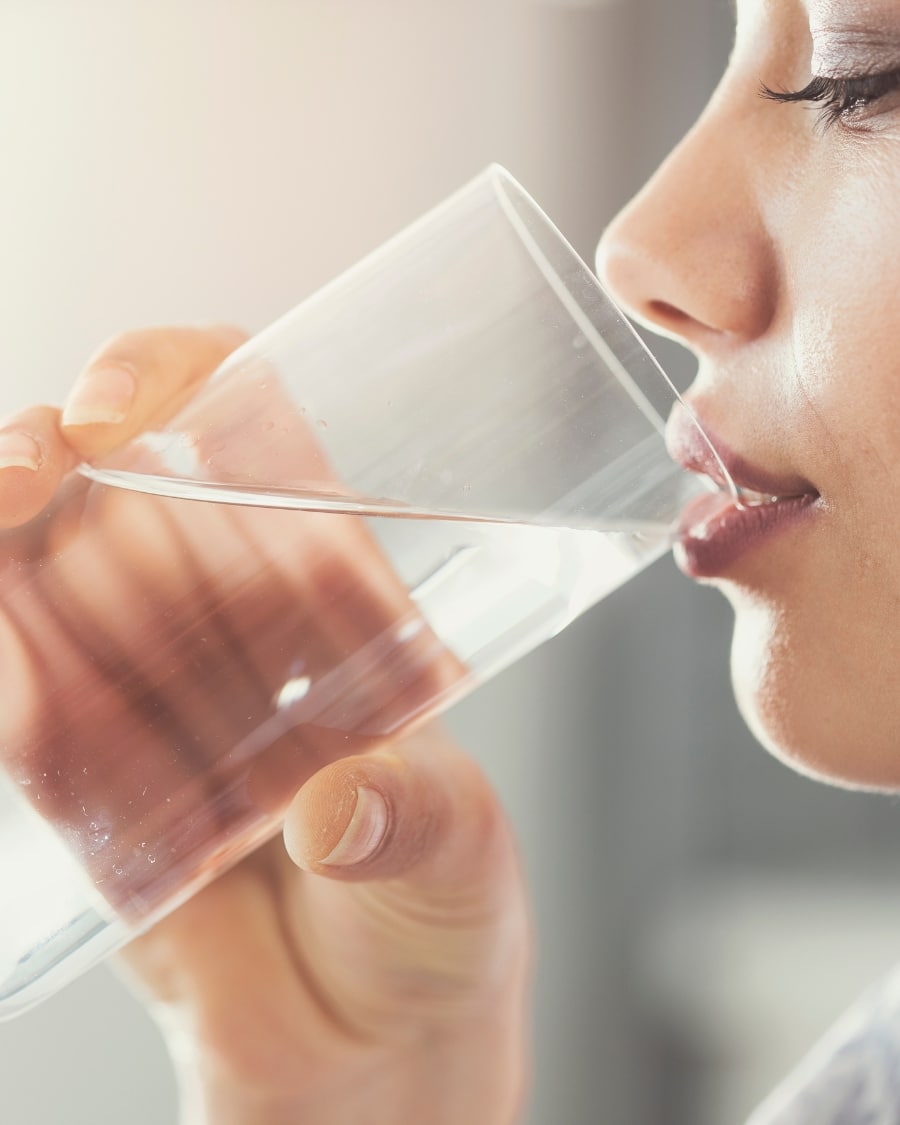 woman drinking water