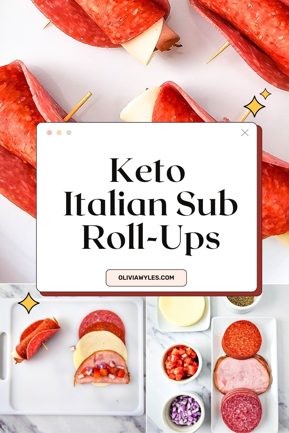 Pinterest Image for Keto Italian Sub Roll-Ups