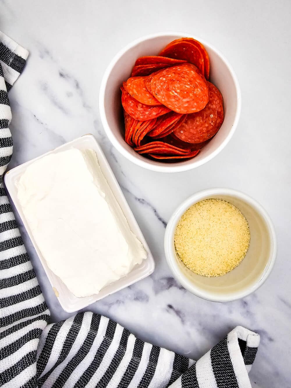 Ingredients for Keto Pepperoni Cream Cheese Bites