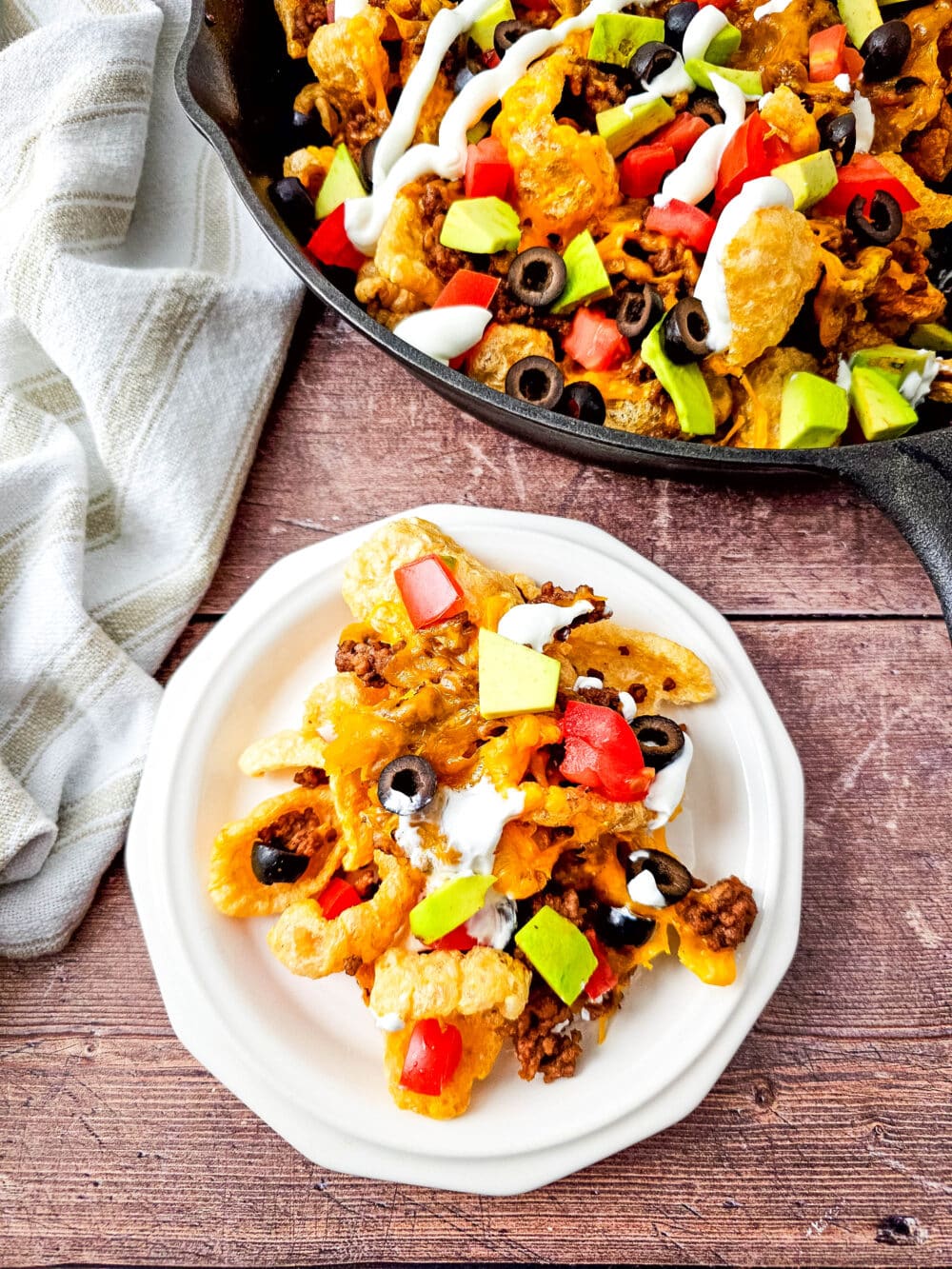Keto Pork Rind Nachos on plate