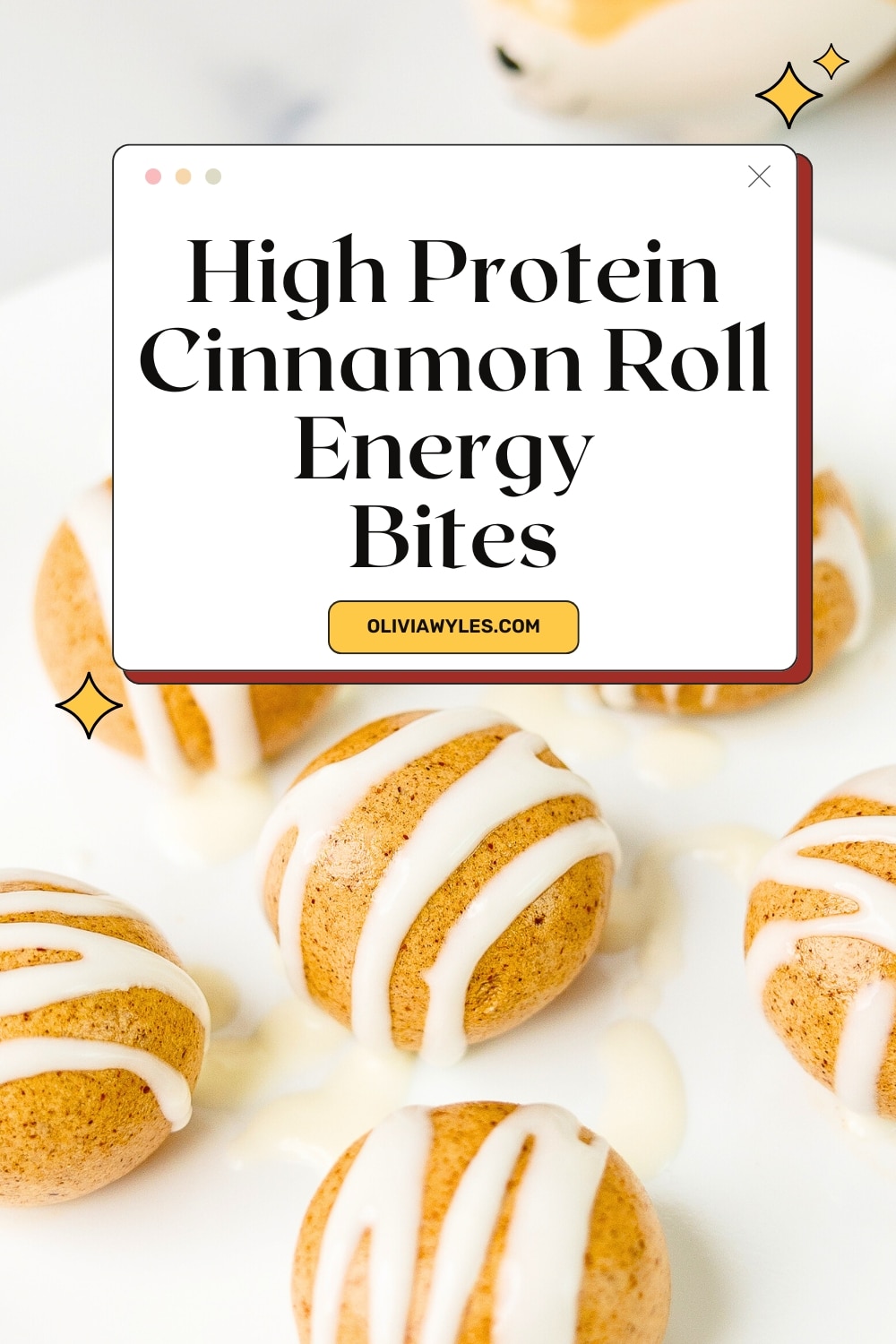 High Protein Cinnamon Roll Energy Bites Pinterest Image