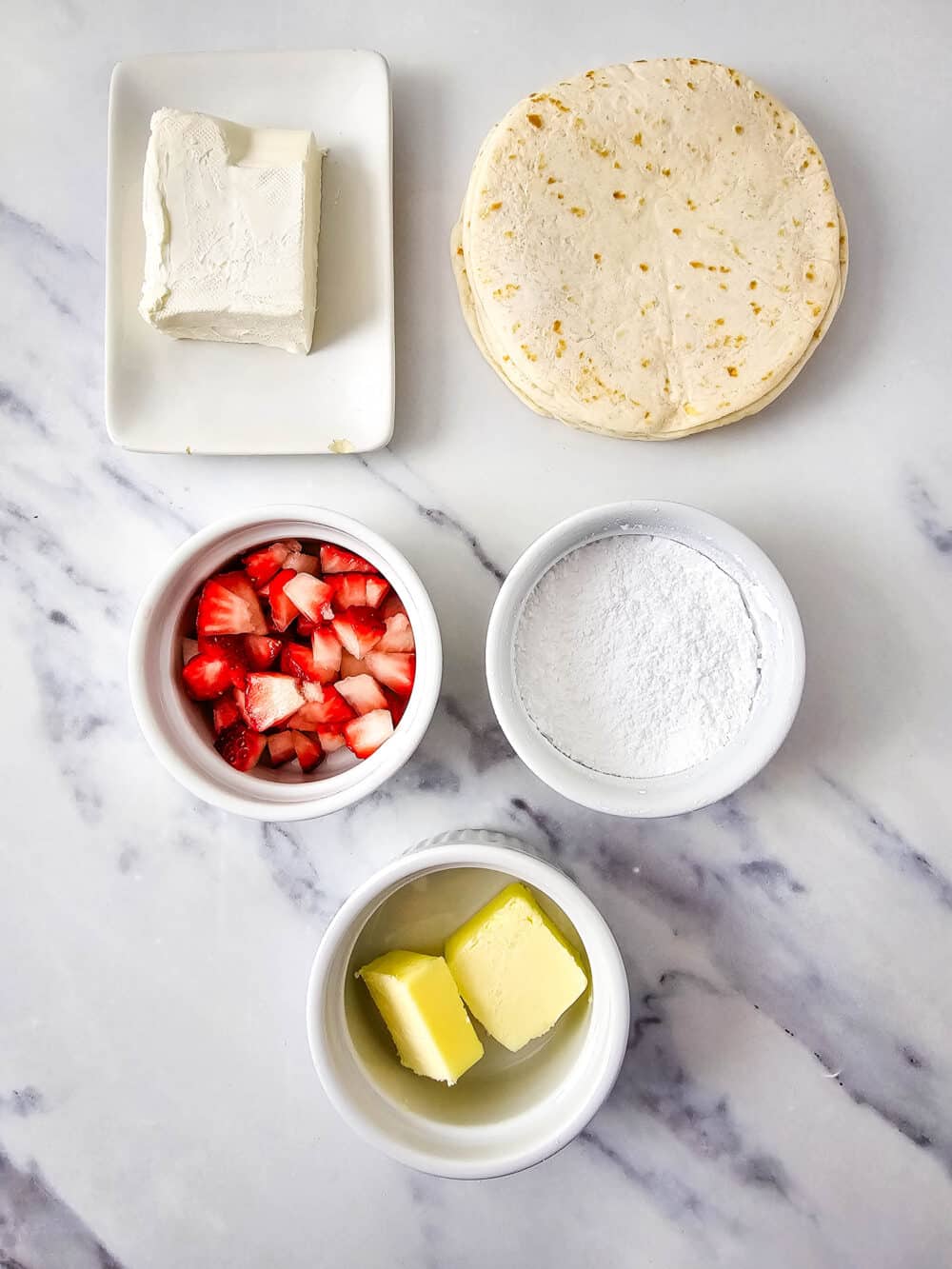ingredients for Keto Air Fryer Strawberry Cheesecake Roll Ups