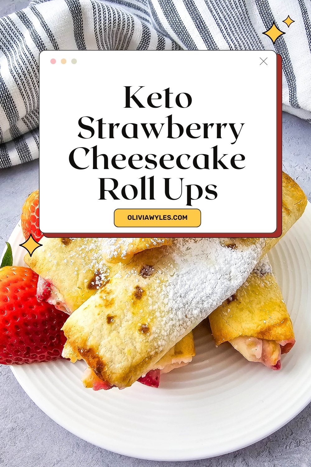 Keto Air Fryer Strawberry Cheesecake Roll Ups Pinterest Image
