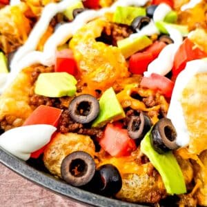 Keto Pork Rind Nachos closeup