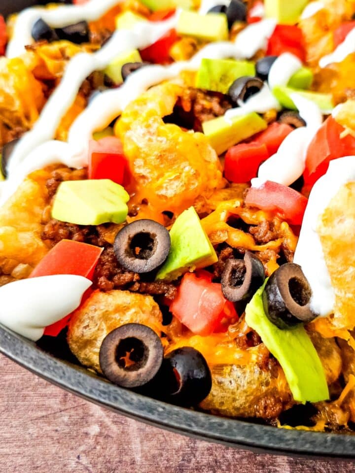 Keto Pork Rind Nachos closeup