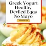 Healthy Greek Yogurt Deviled Eggs Without Mayo Pinterest Image