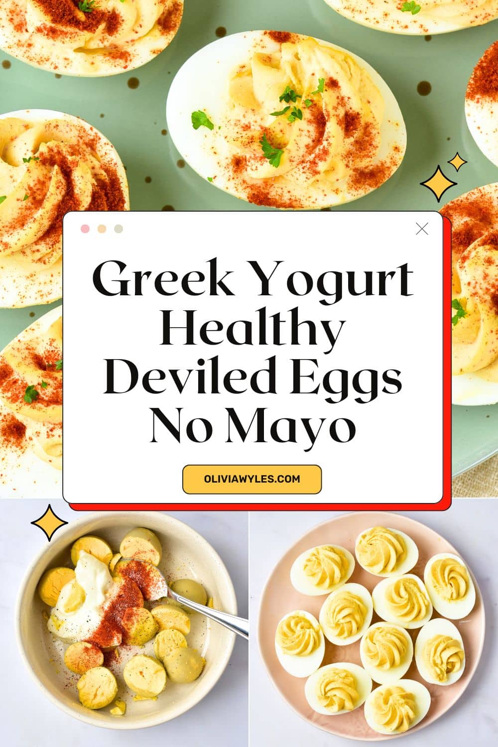 Healthy Greek Yogurt Deviled Eggs Without Mayo Pinterest Image