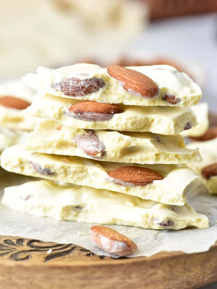 stacked Keto White Chocolate Almond Bark