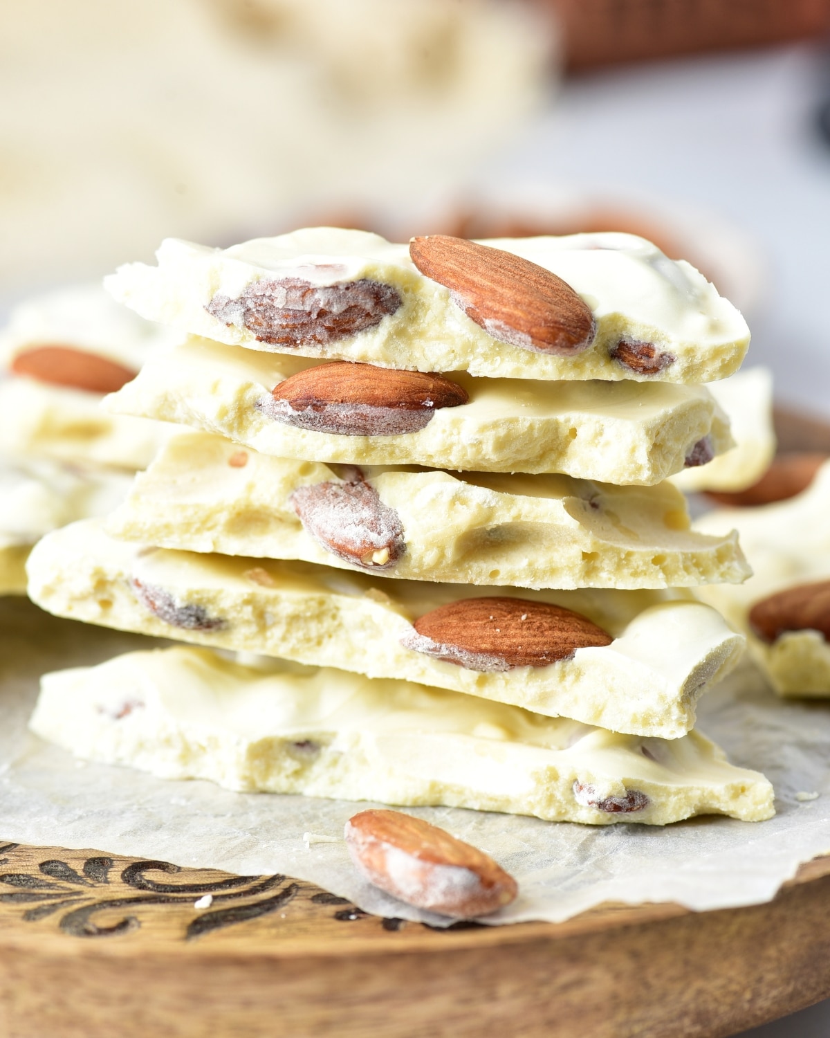 stacked Keto White Chocolate Almond Bark