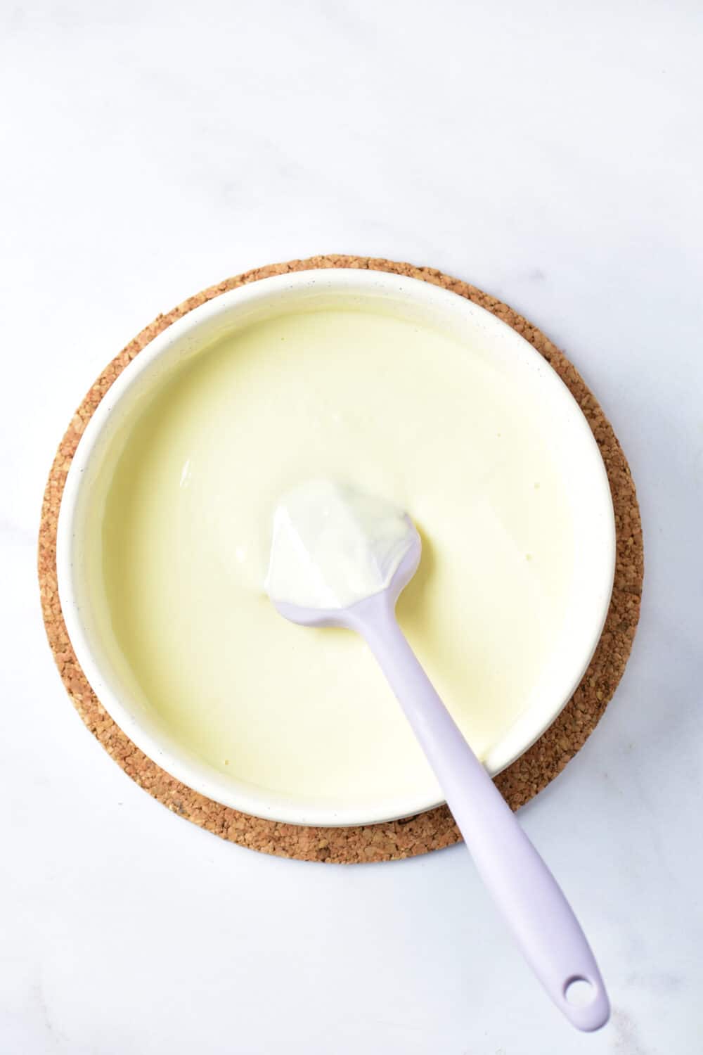 melted white chocolate in a bowl