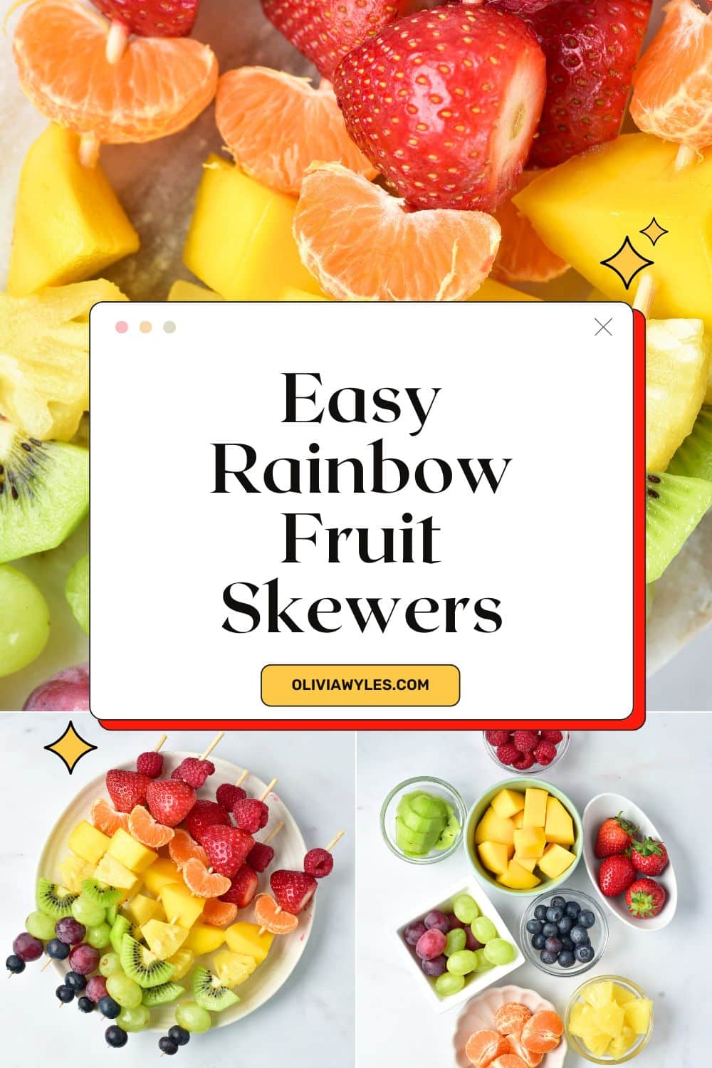 Easy Rainbow Fruit Skewers Pinterest Image