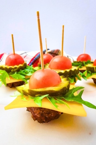 side view of Keto Mini Cheeseburger Bites