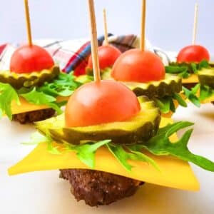 side view of Keto Mini Cheeseburger Bites