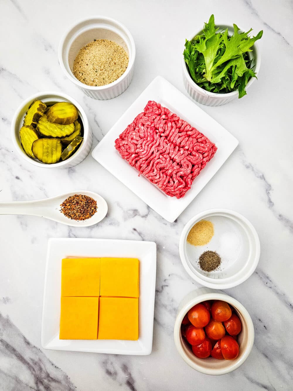 ingredients for Keto Mini Cheeseburger Bites