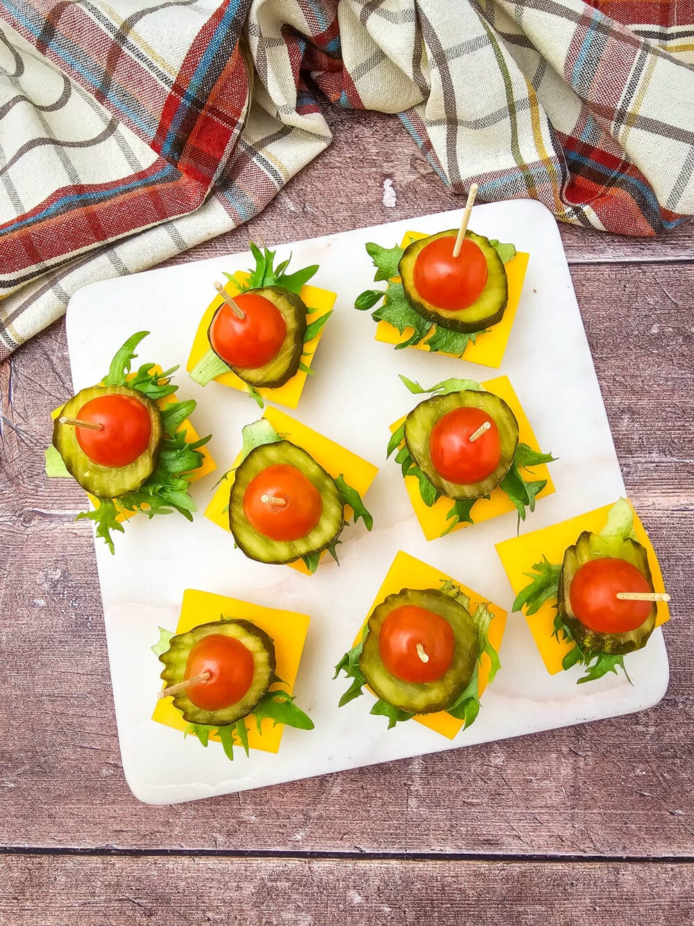 overhead view of side view of Keto Mini Cheeseburger Bites