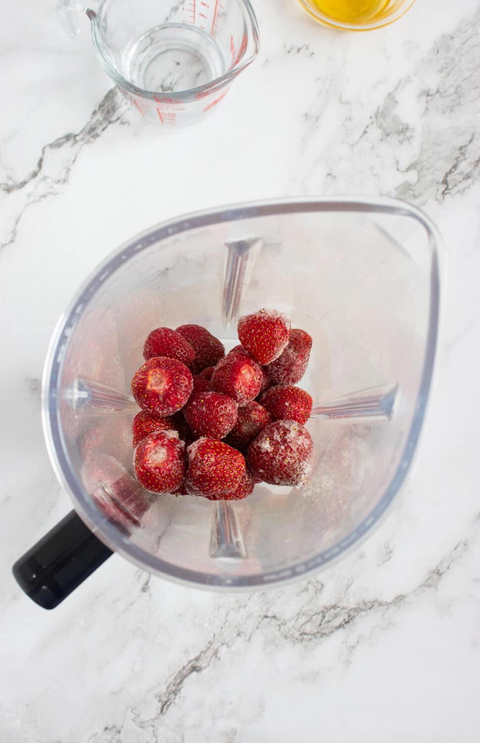 strawberries in a blender